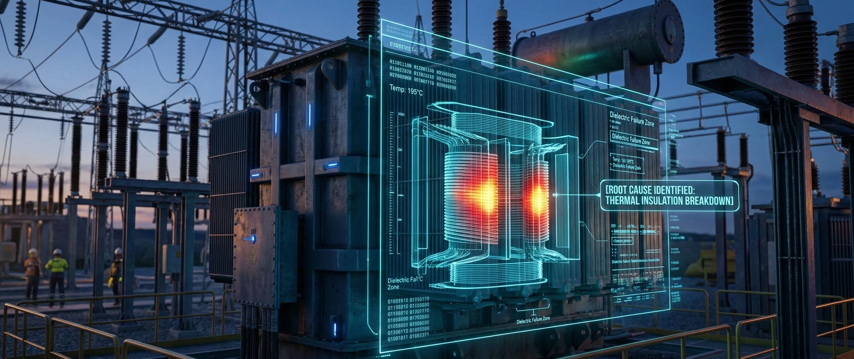 Visual concept of predictive maintenance identifying root causes of asset degradation