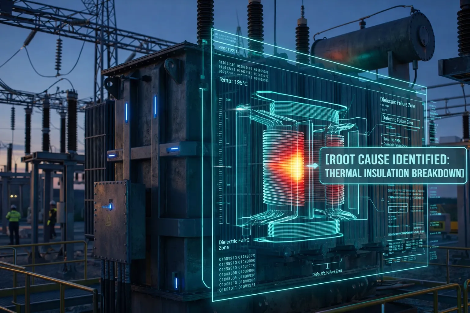 Visual concept of predictive maintenance identifying root causes of asset degradation