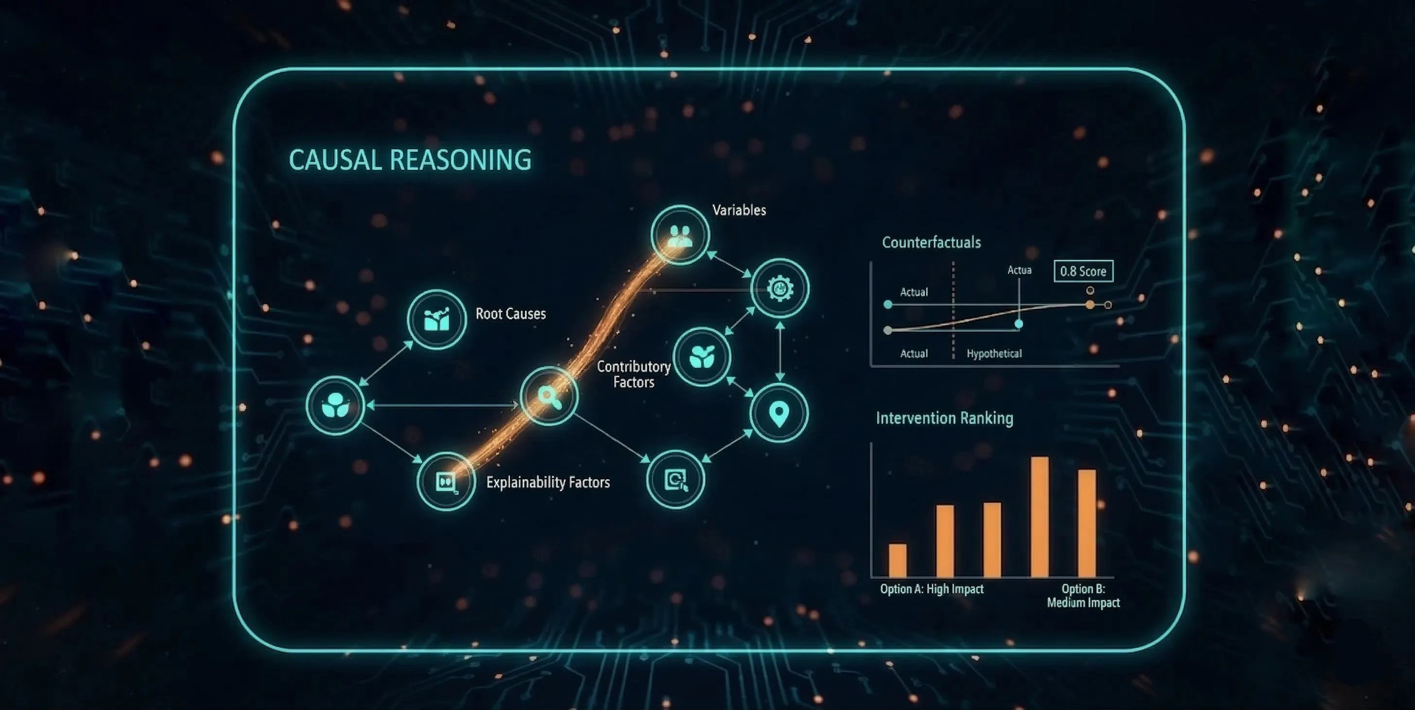 Causal Reasoning module interface displaying root-cause discovery graphs